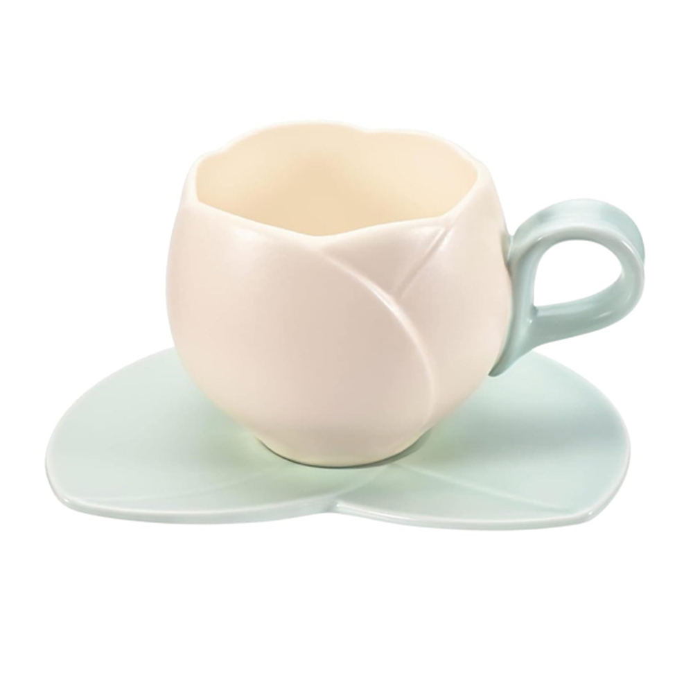 Taza De Cerámica Para Cafe En Forma De Tulipan Tulipans 300ml Beige