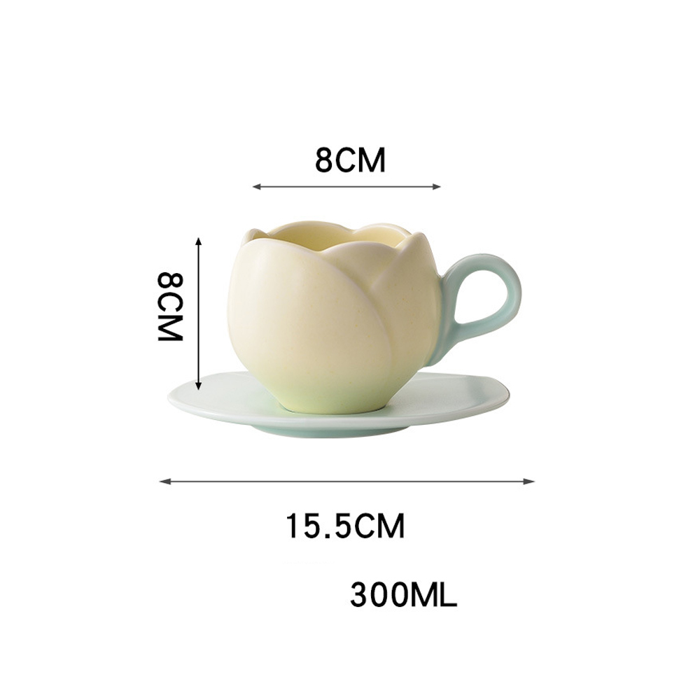 Foto 4 pulgar | Taza De Cerámica Para Cafe En Forma De Tulipan Tulipans 300ml Beige