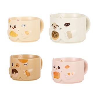 Foto 1 | Juego De 4 Tazas De Cerámica Kawaii Para Café, Gatos Apilables, Gatito Lindas Tazas De Té Gato Panadero