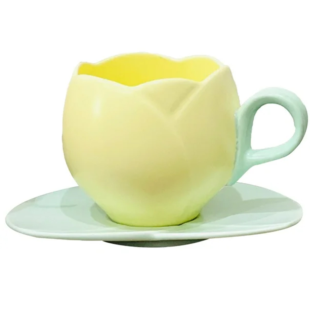 Foto 2 pulgar | Taza De Cerámica Para Cafe En Forma De Tulipan Tulipans 300ml Amarillo