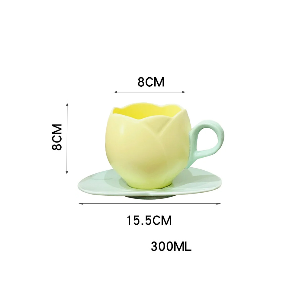 Foto 2 | Taza De Cerámica Para Cafe En Forma De Tulipan Tulipans 300ml Amarillo