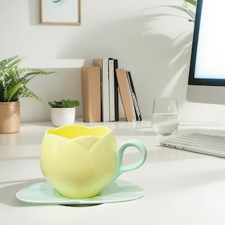 Foto 3 | Taza De Cerámica Para Cafe En Forma De Tulipan Tulipans 300ml Amarillo