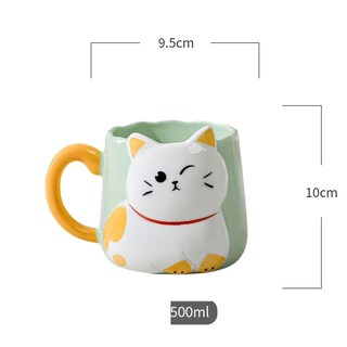 Foto 2 | Taza De Cerámica Gatito Con Relieve Kawaii 500ml Diseño Cute Y Original Verde