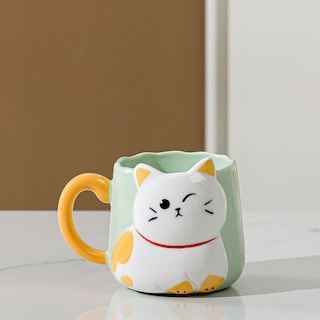 Foto 3 | Taza De Cerámica Gatito Con Relieve Kawaii 500ml Diseño Cute Y Original Verde
