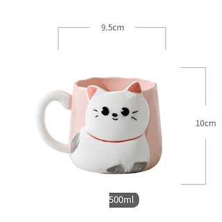 Foto 2 | Taza De Cerámica Gatito Con Relieve Kawaii 500ml Diseño Cute Y Original Rosa