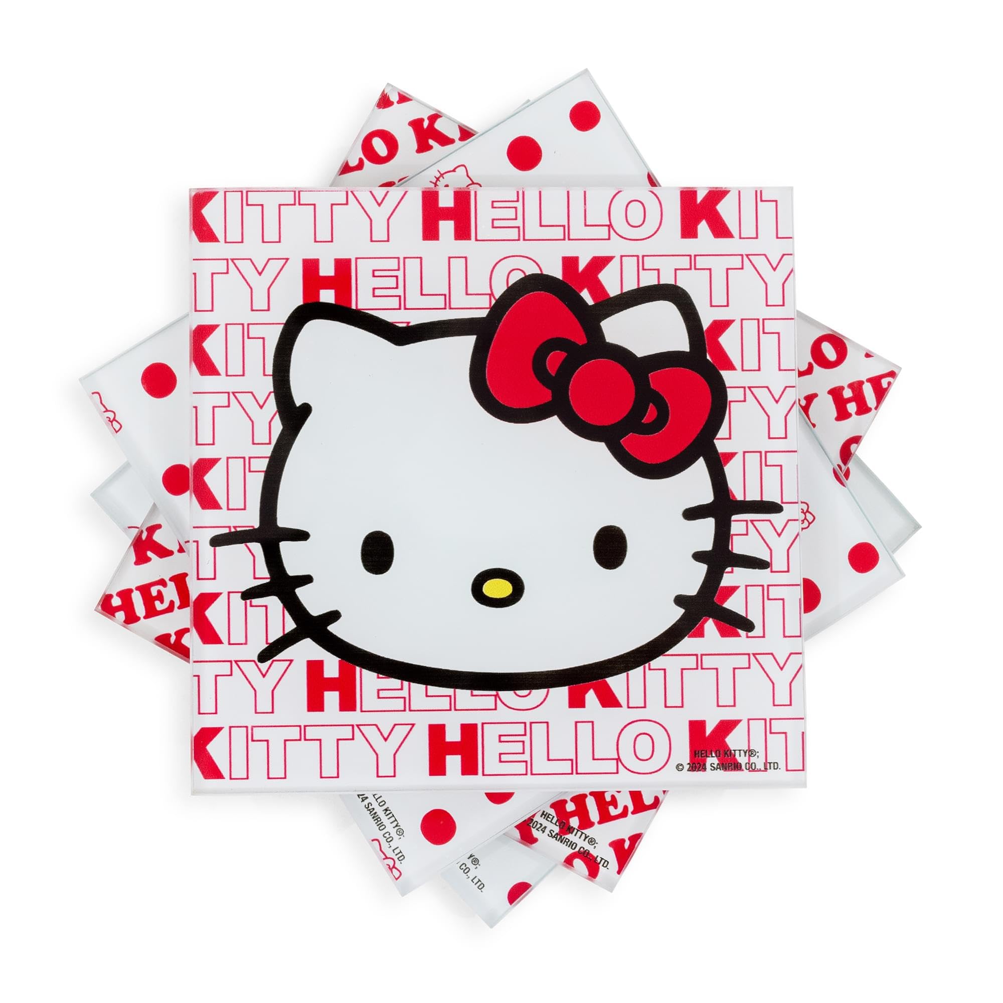 Foto 3 | Set De Posavasos Sanrio Hello Kitty Red Bow Glass X4 - Venta Internacional.