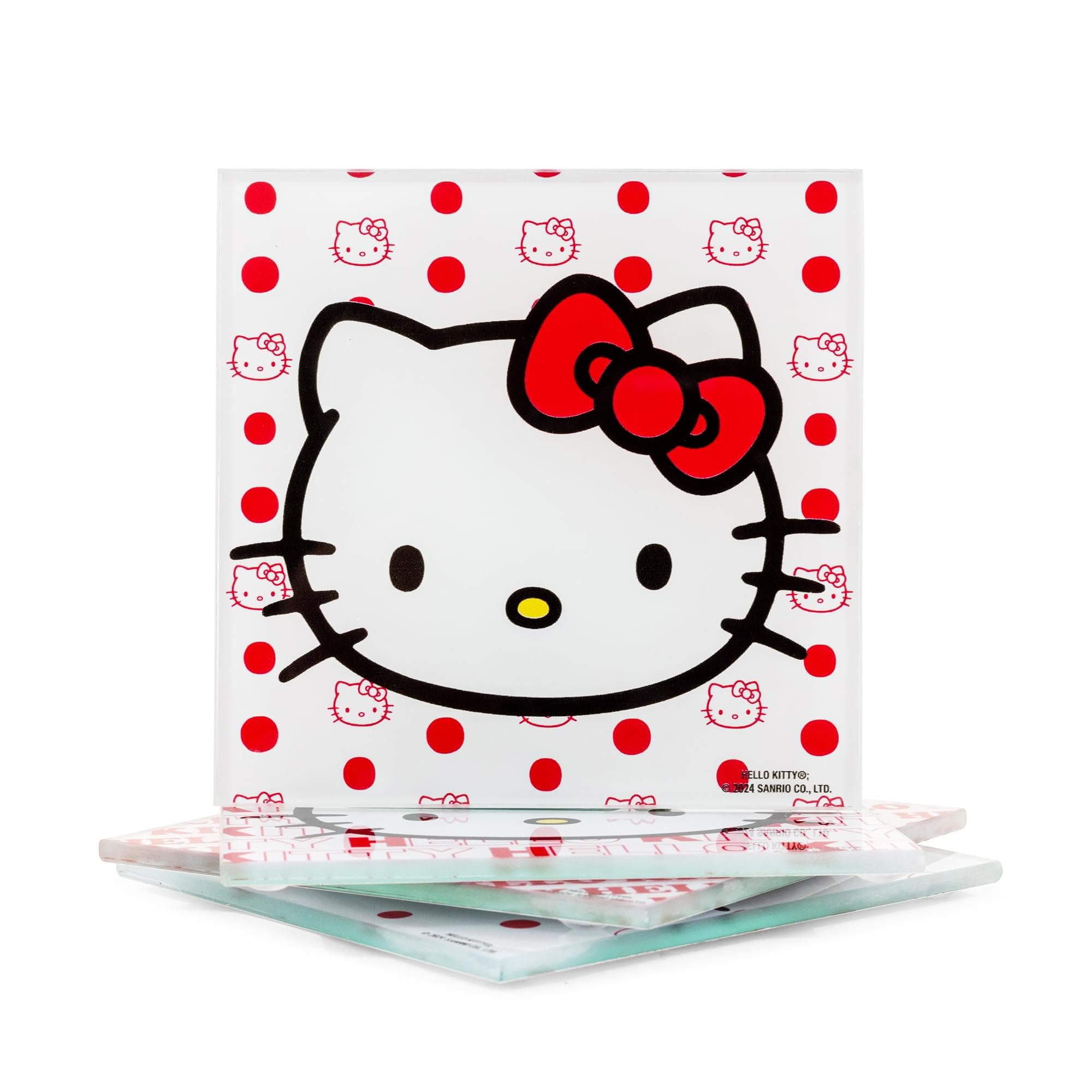 Foto 4 | Set De Posavasos Sanrio Hello Kitty Red Bow Glass X4 - Venta Internacional.