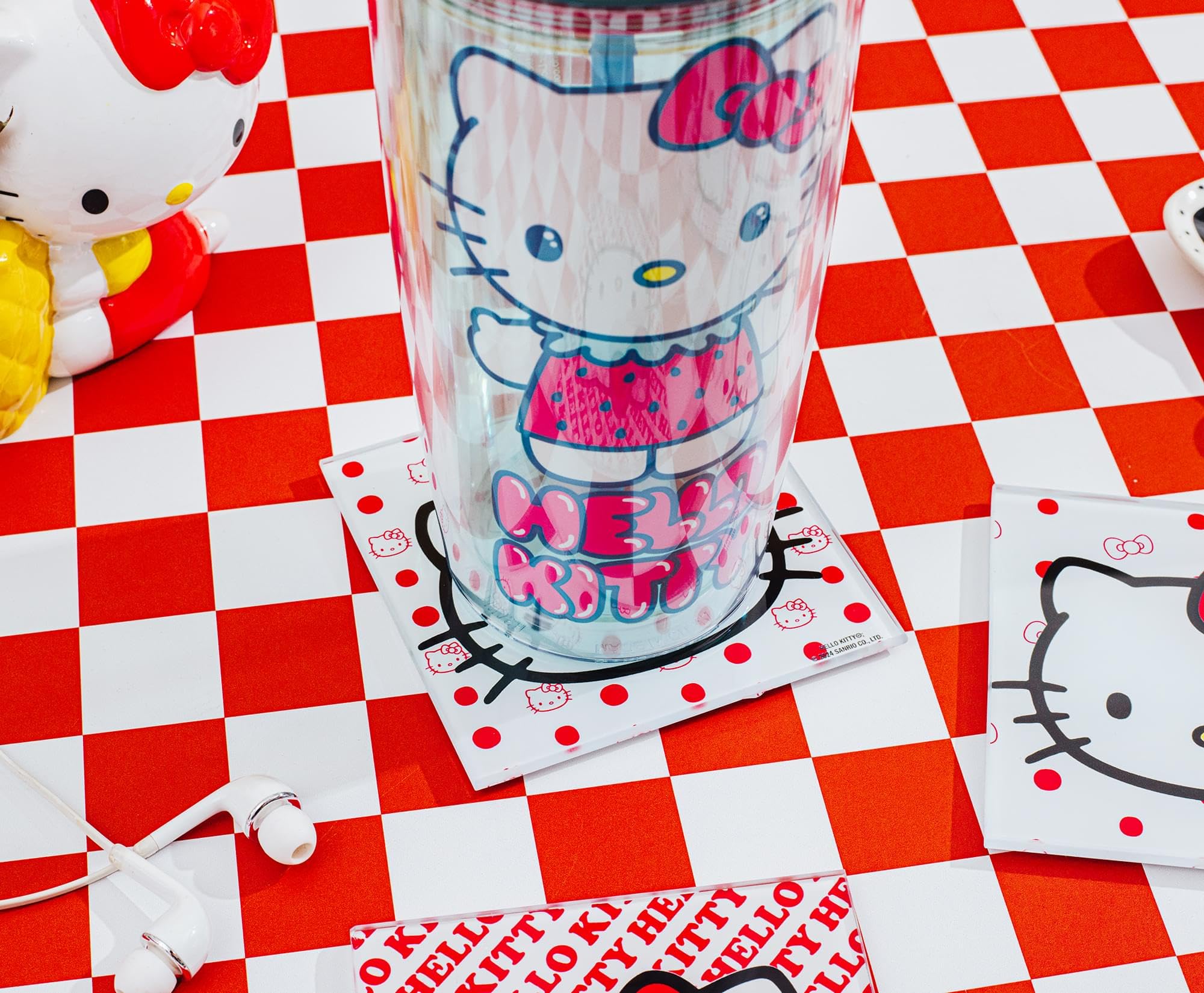 Foto 7 | Set De Posavasos Sanrio Hello Kitty Red Bow Glass X4 - Venta Internacional.