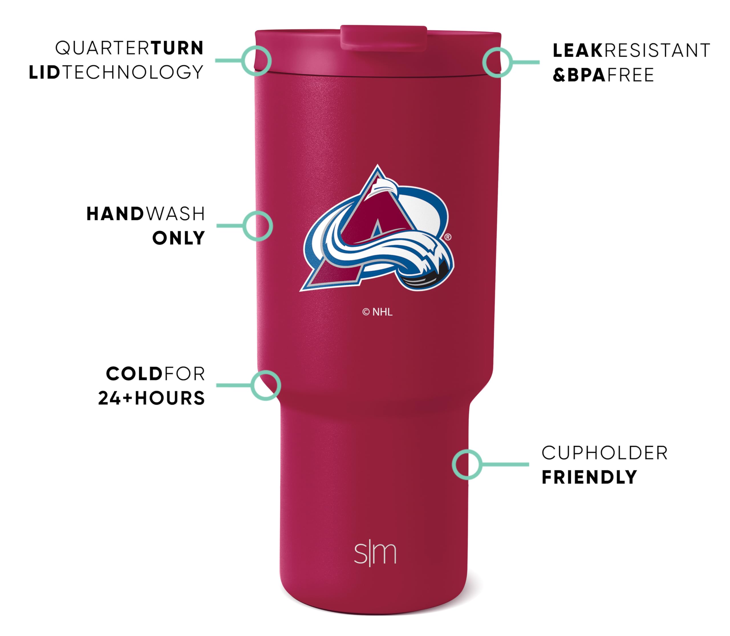 Foto 3 pulgar | Vaso Simple Modern Nhl Colorado Avalanche De 900 Ml - Venta Internacional.