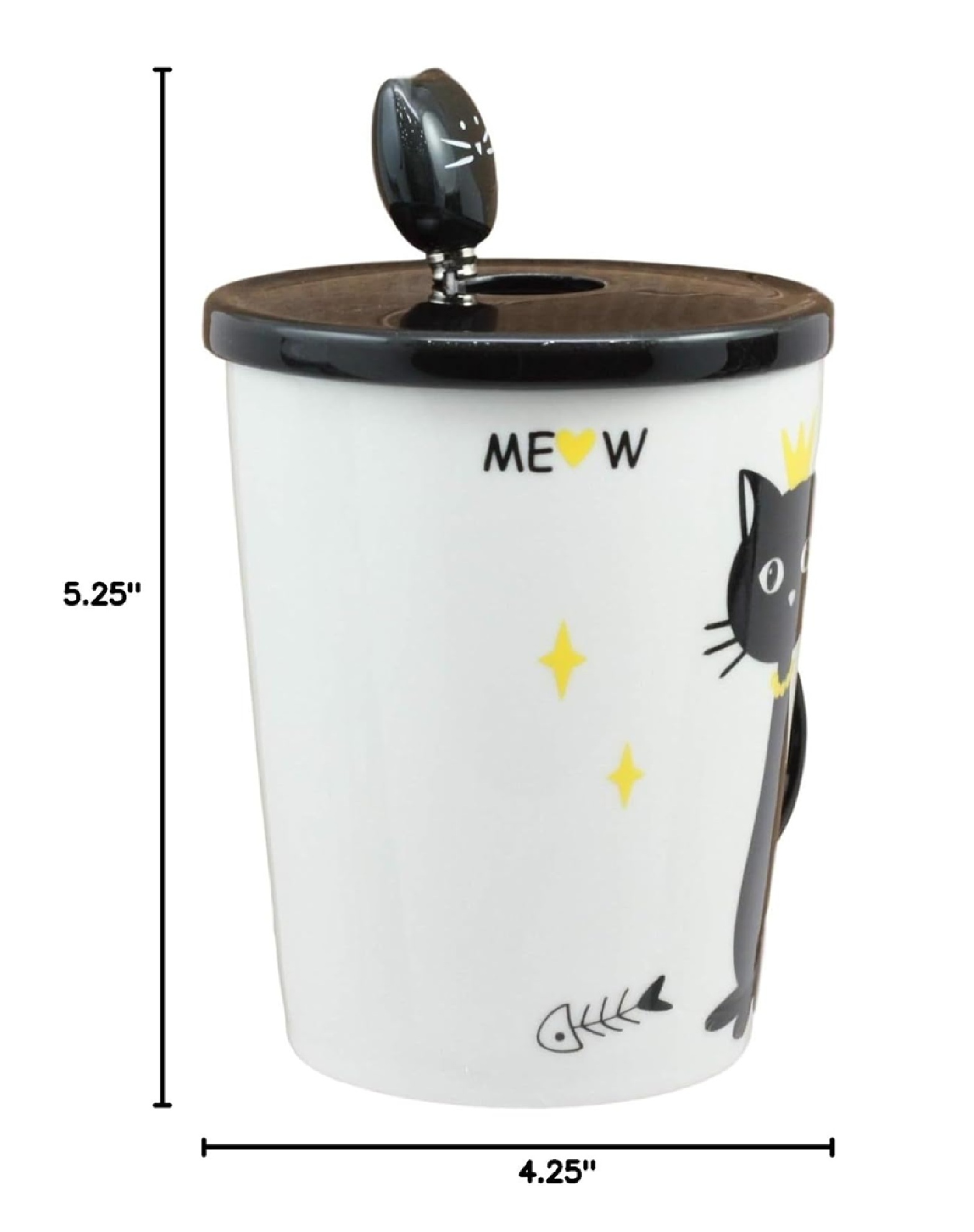 Foto 3 pulgar | Taza De Cerámica De Café Té Con Cuchara Y Tapa Gatito Negro 300ml Modc