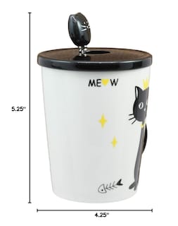Foto 2 | Taza De Cerámica De Café Té Con Cuchara Y Tapa Gatito Negro 300ml Modc