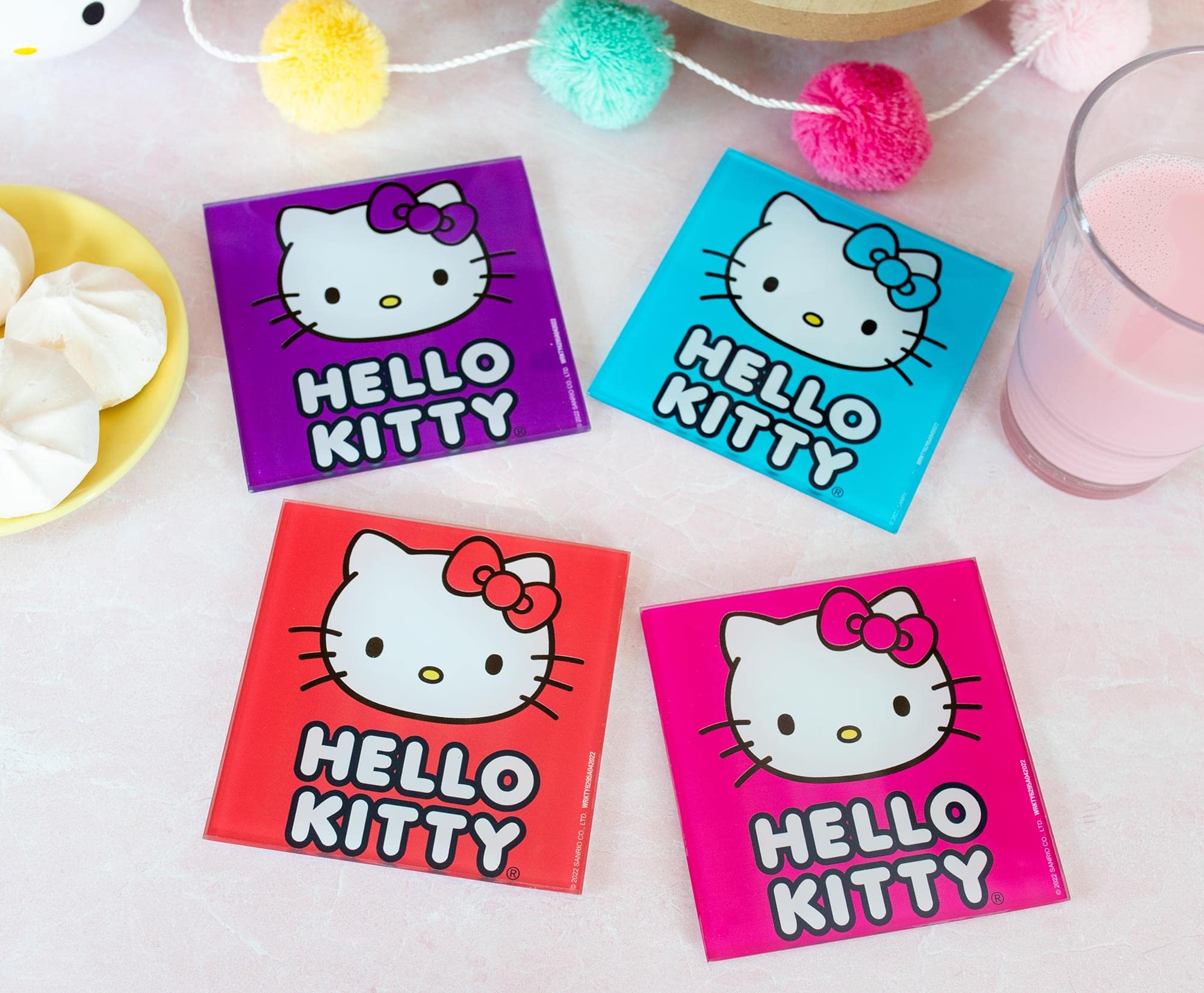 Foto 4 pulgar | Set Posavasos Sanrio Hello Kitty Colors Glass 4 Unidades - Venta Internacional.