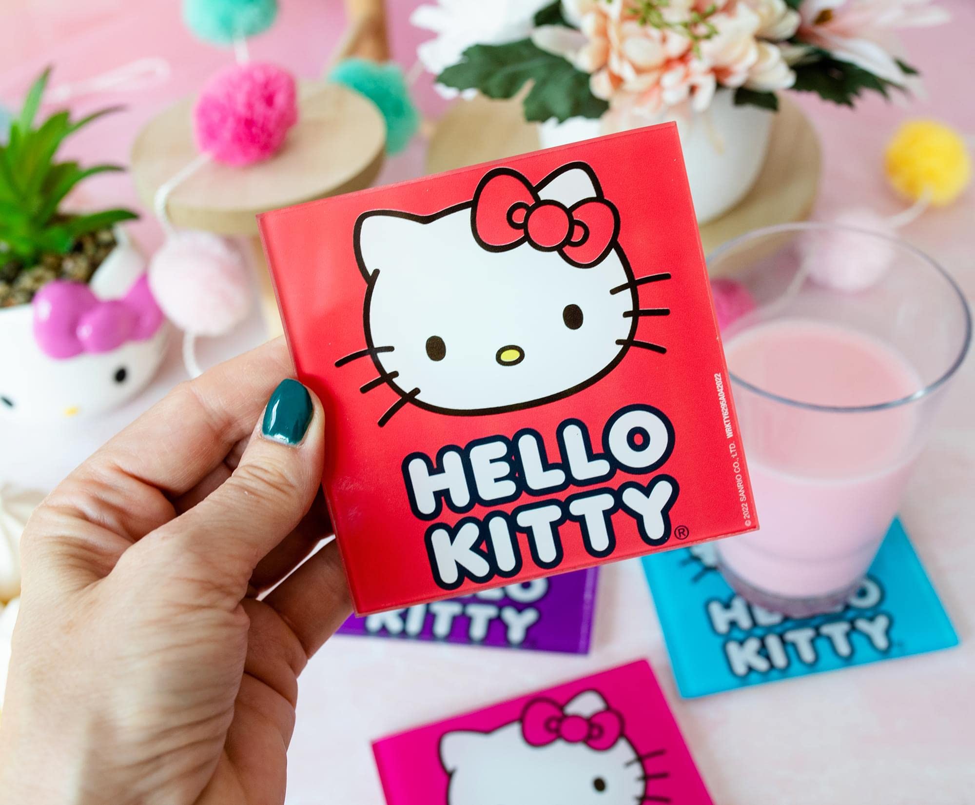 Foto 5 | Set Posavasos Sanrio Hello Kitty Colors Glass 4 Unidades - Venta Internacional.