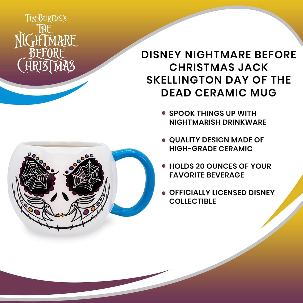 Foto 7 | Taza De Cerámica Plateada Buffalo Disney Nightmare Before Christmas - Venta Internacional.