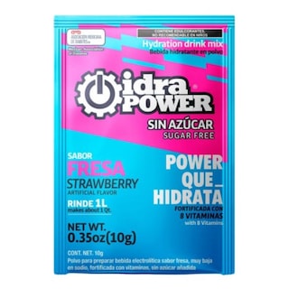 Foto 3 | Bebida Hidratante Fresa S/ Azucar 24 Sobres 10gr Idrapower