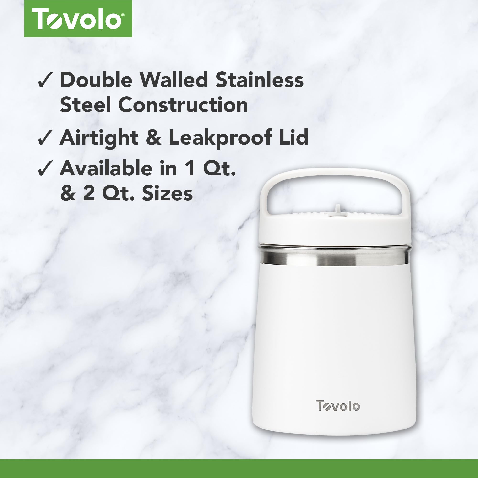 Foto 4 pulgar | Recipiente Para Alimentos Tovolo Traveler 2l De Acero Inoxidable Blanco - Venta Internacional.