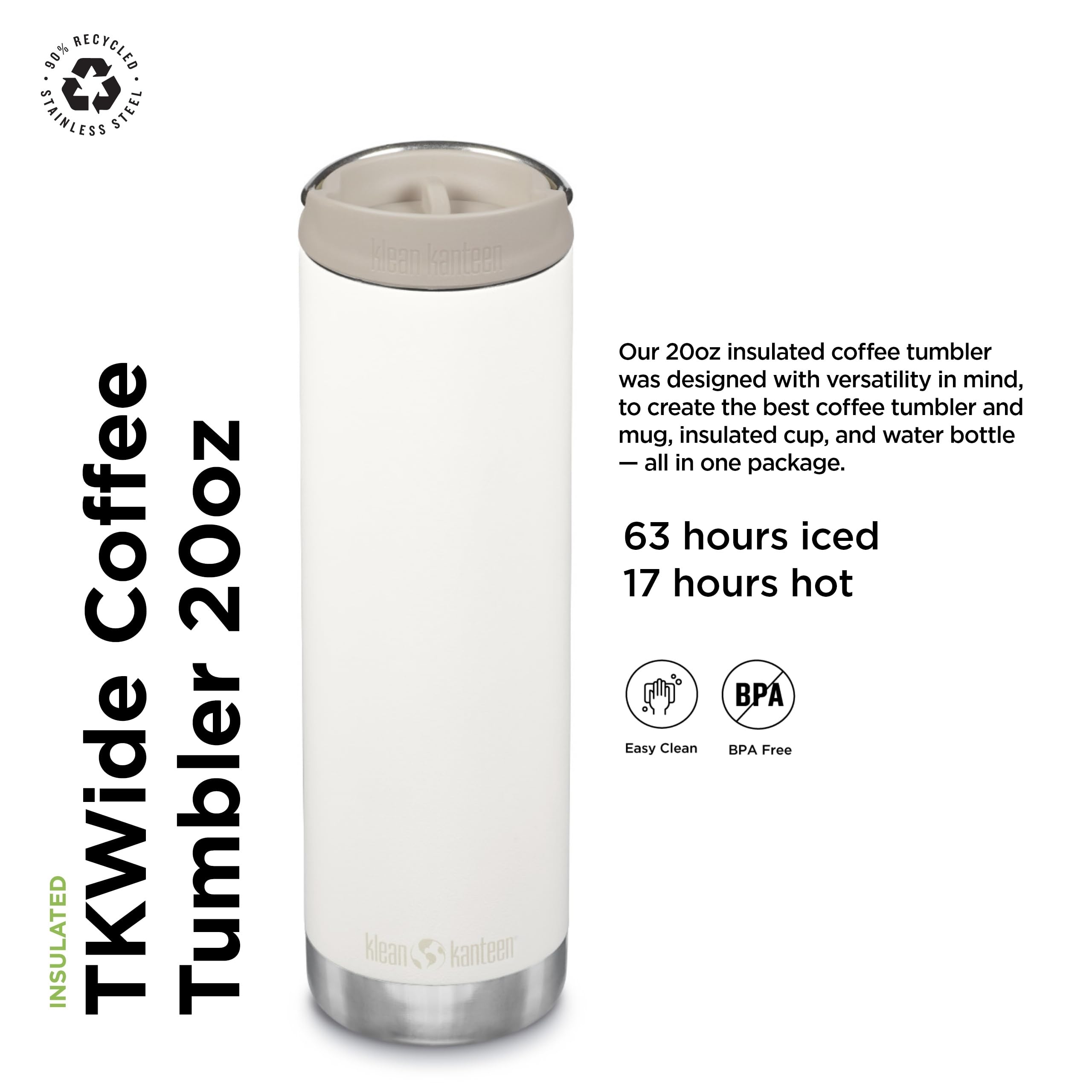 Foto 2 | Vaso De Café Klean Kanteen Tk Wide 600 Ml Tofu - Venta Internacional.