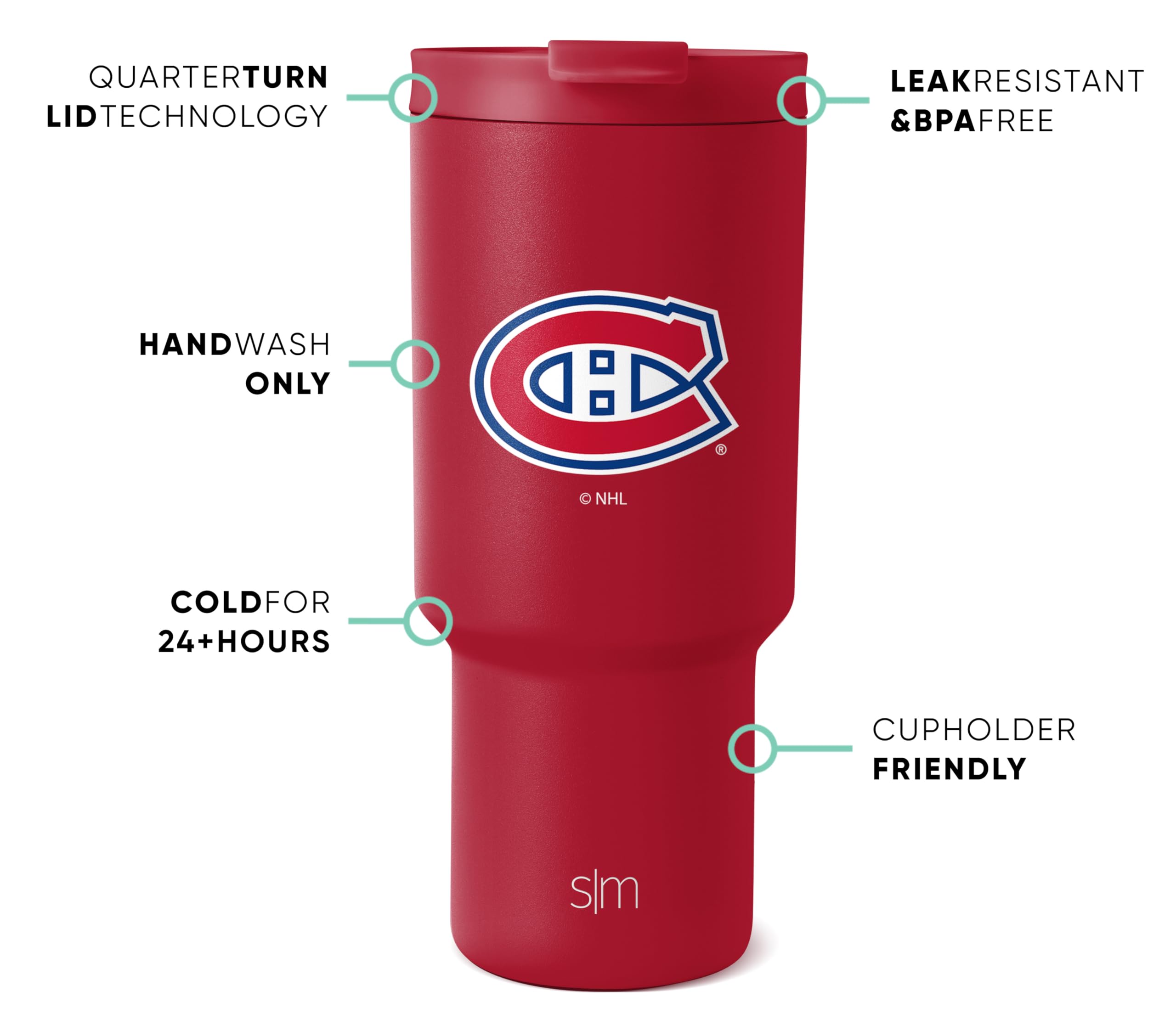 Foto 3 pulgar | Vaso Sencillo Moderno De La Nhl Montreal Canadiens De 900 Ml - Venta Internacional.