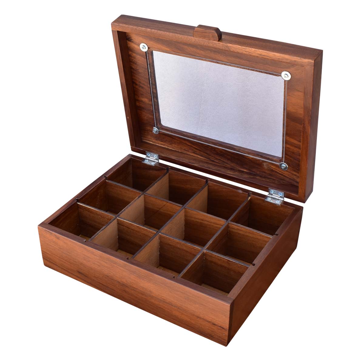 Foto 9 pulgar | Caja Para Te Con Acrilico Parota