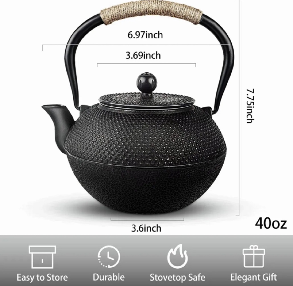 Foto 3 pulgar | Tetera Japonesa Malubero color Negro de Hierro Fundido con Infusor