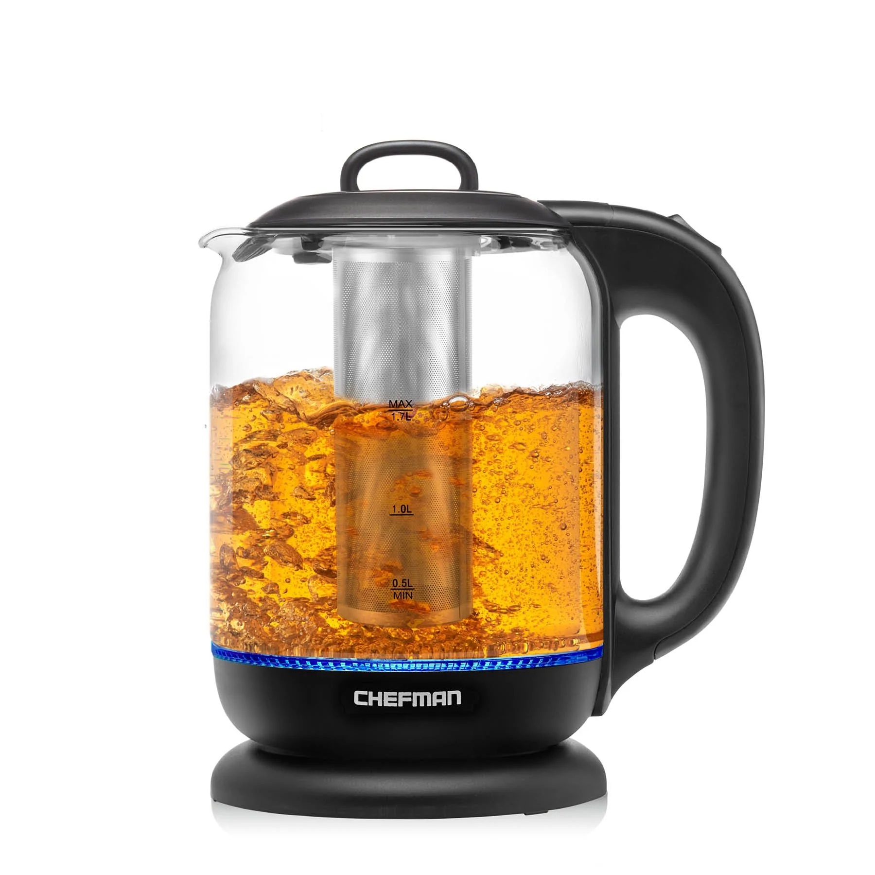 Foto 2 pulgar | Hervidor Eléctrico de Cristal con Infusor de Té 1.7 l Chefman Rj11-17-gm-ti color Plateado