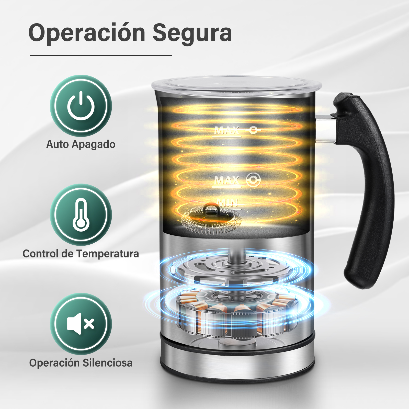 Foto 5 pulgar | Espumador De Leche Eléctrico Sangkee Cam3 con Dos Batidores 8.1oz/240ml En Frío y Caliente Automático