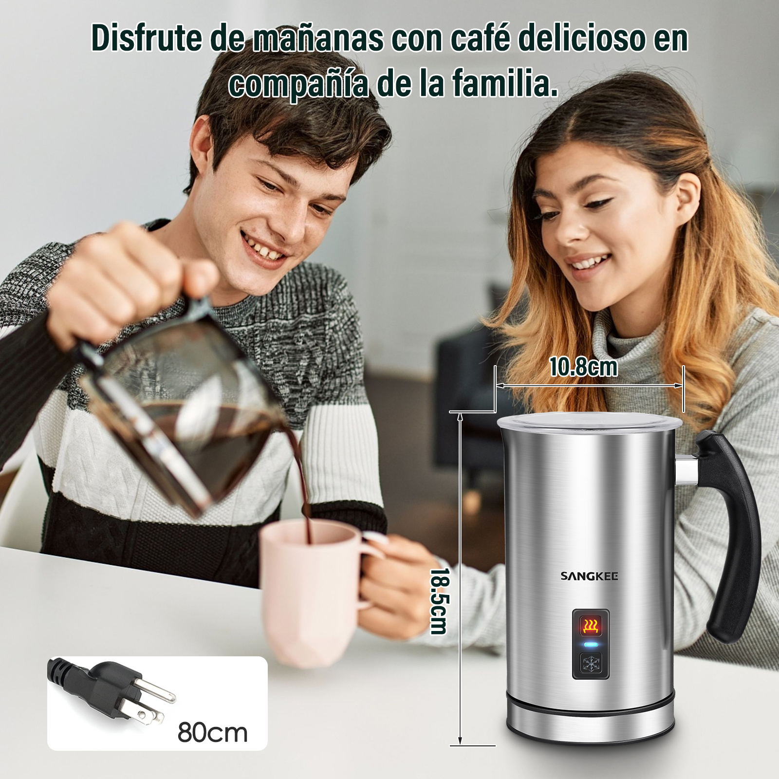 Foto 9 pulgar | Espumador De Leche Eléctrico Sangkee Cam3 con Dos Batidores 8.1oz/240ml En Frío y Caliente Automático