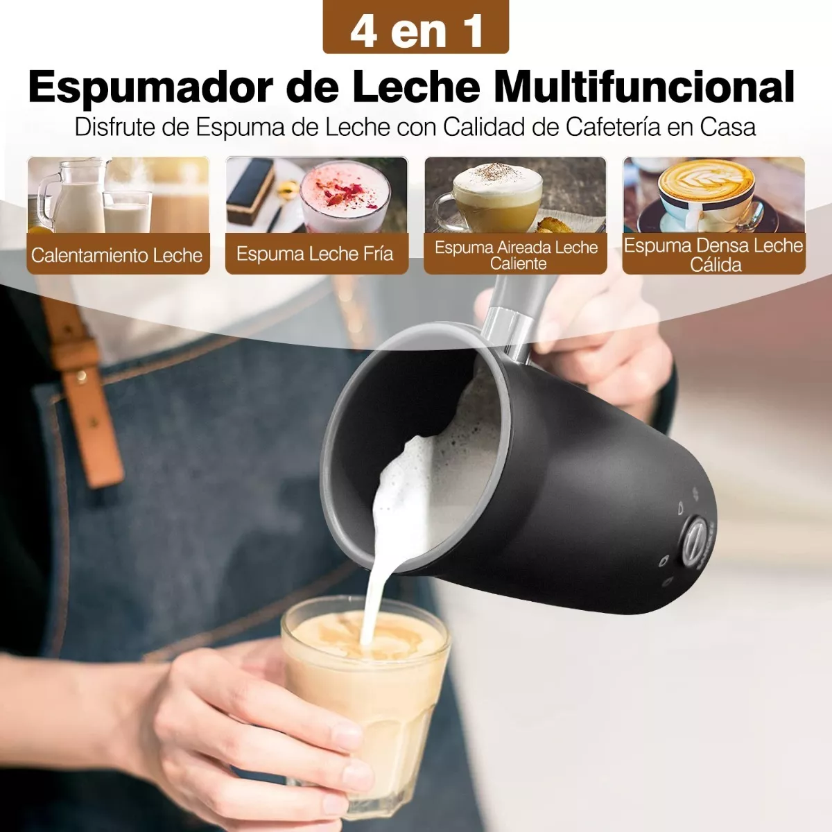 Foto 4 pulgar | Espumador y Vaporizador Automático de Leche Sangkee Negro 4 en 1