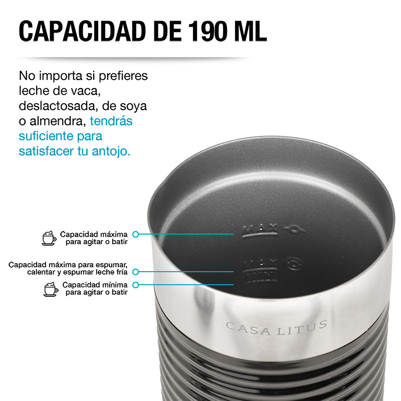 Foto 5 pulgar | Espumador Casa Litus Negro para Leche