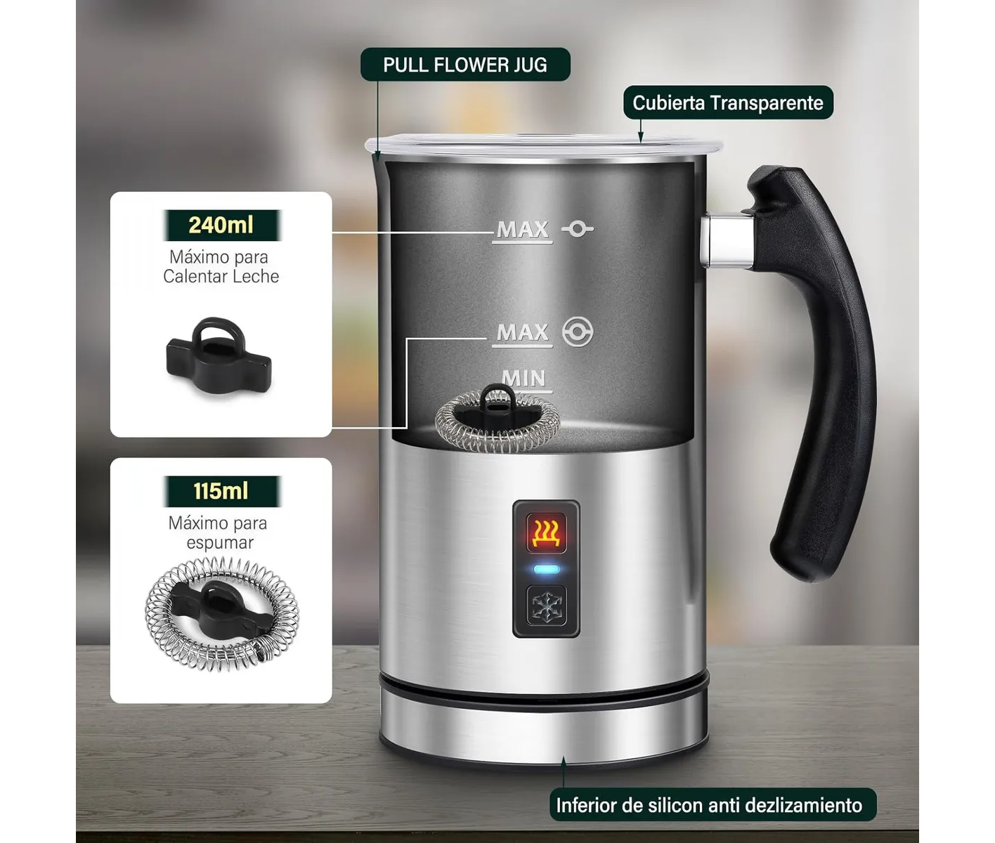 Foto 4 | Espumador De Leche  Vaporizador De Leche Eléctrico 3 En 1 Eo Safe Imports Esi-20327 Plata