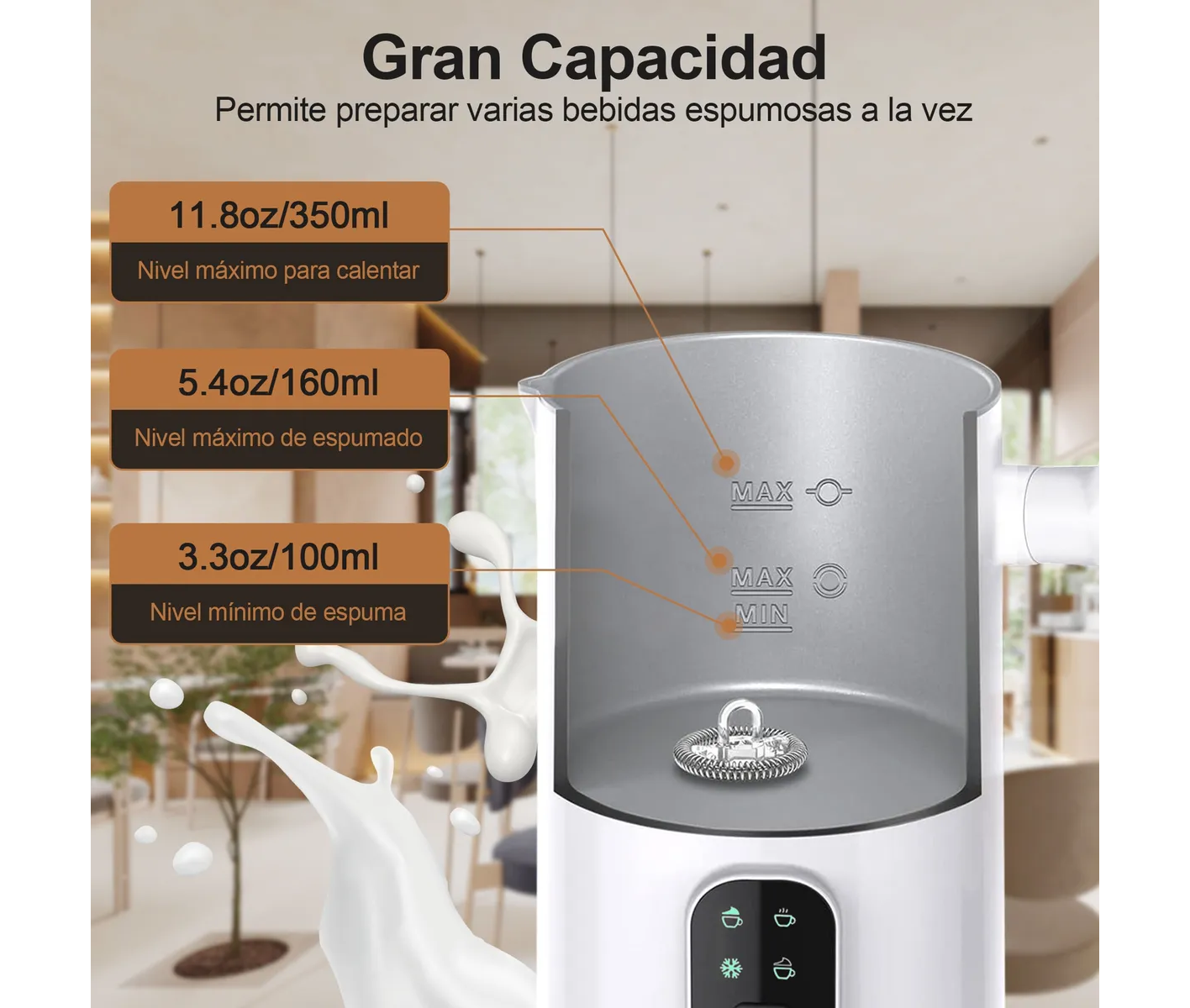 Foto 5 pulgar | Espumador De Leche Agitadores Eléctrico Batidora De Café Eo Safe Imports Esi-20333 Blanco