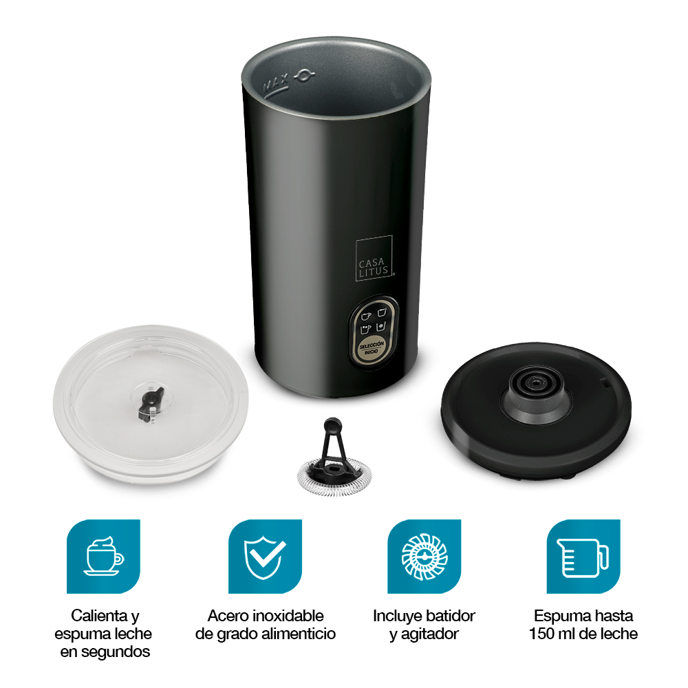 Foto 3 pulgar | Espumador De Leche Eléctrico Profesional Para Capuchino 350 Ml  Casa Litus  Color Negro