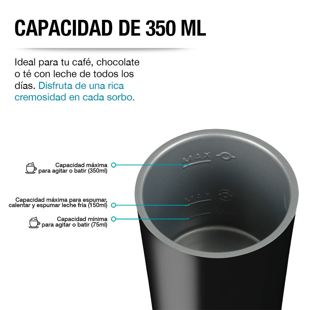 Foto 5 pulgar | Espumador De Leche Eléctrico Profesional Para Capuchino 350 Ml  Casa Litus  Color Negro