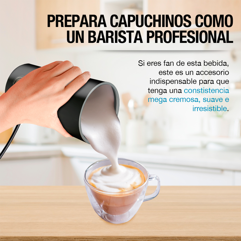 Foto 6 pulgar | Espumador De Leche Eléctrico Profesional Para Capuchino 350 Ml  Casa Litus  Color Negro