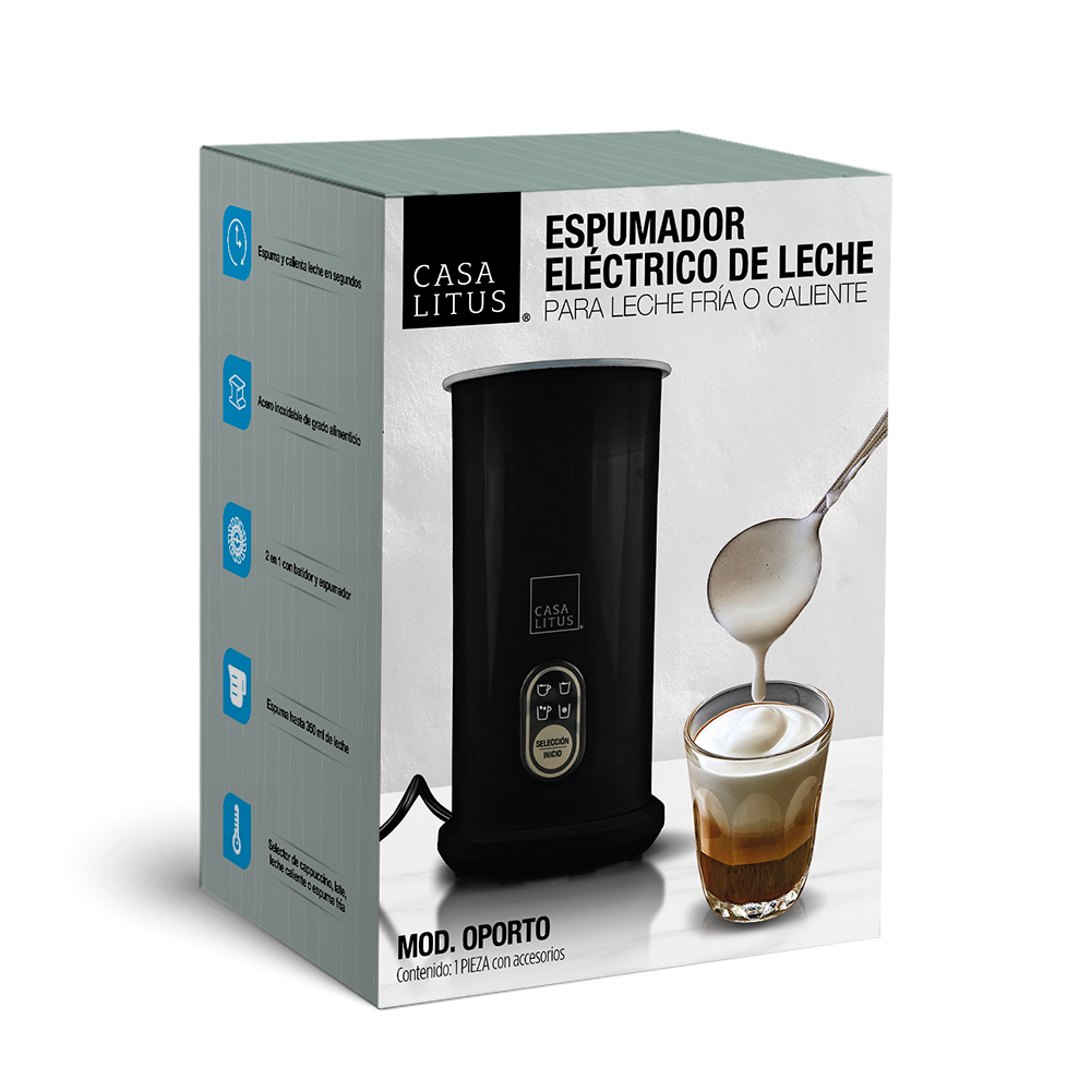 Foto 9 pulgar | Espumador De Leche Eléctrico Profesional Para Capuchino 350 Ml  Casa Litus  Color Negro