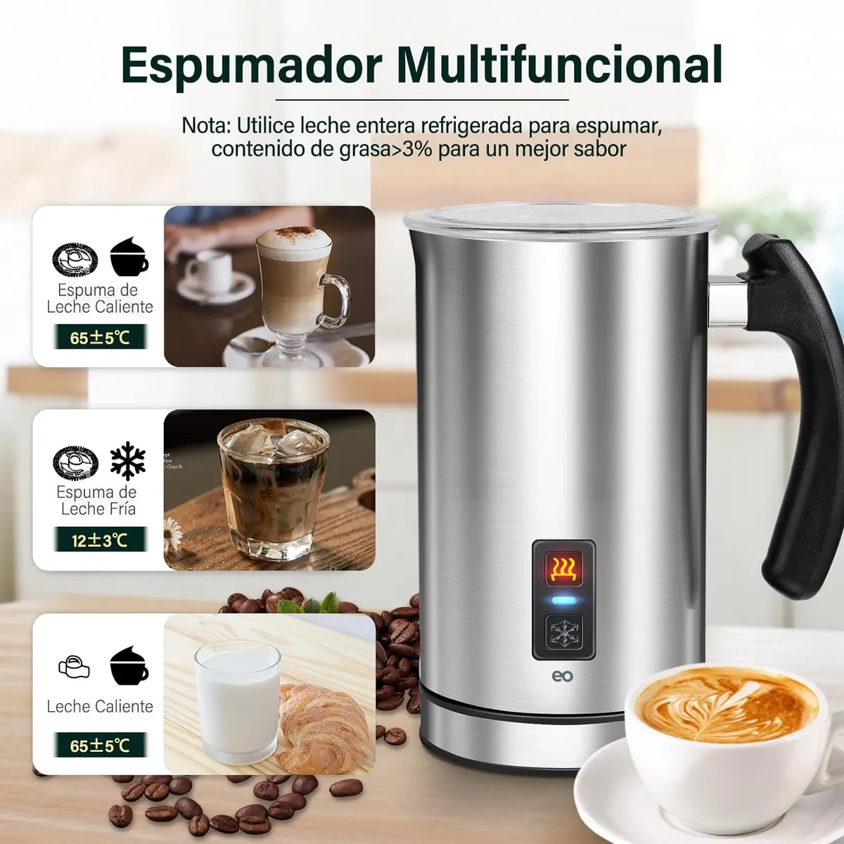 Foto 3 pulgar | Espumador De Leche  Vaporizador De Leche Eléctrico Eo Safe Imports Esi-20309  Plata