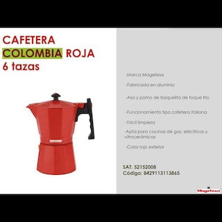 Foto 2 | Cafetera Tetera Italiana Magefesa Colombia color Rojo Rinde 6 Tazas