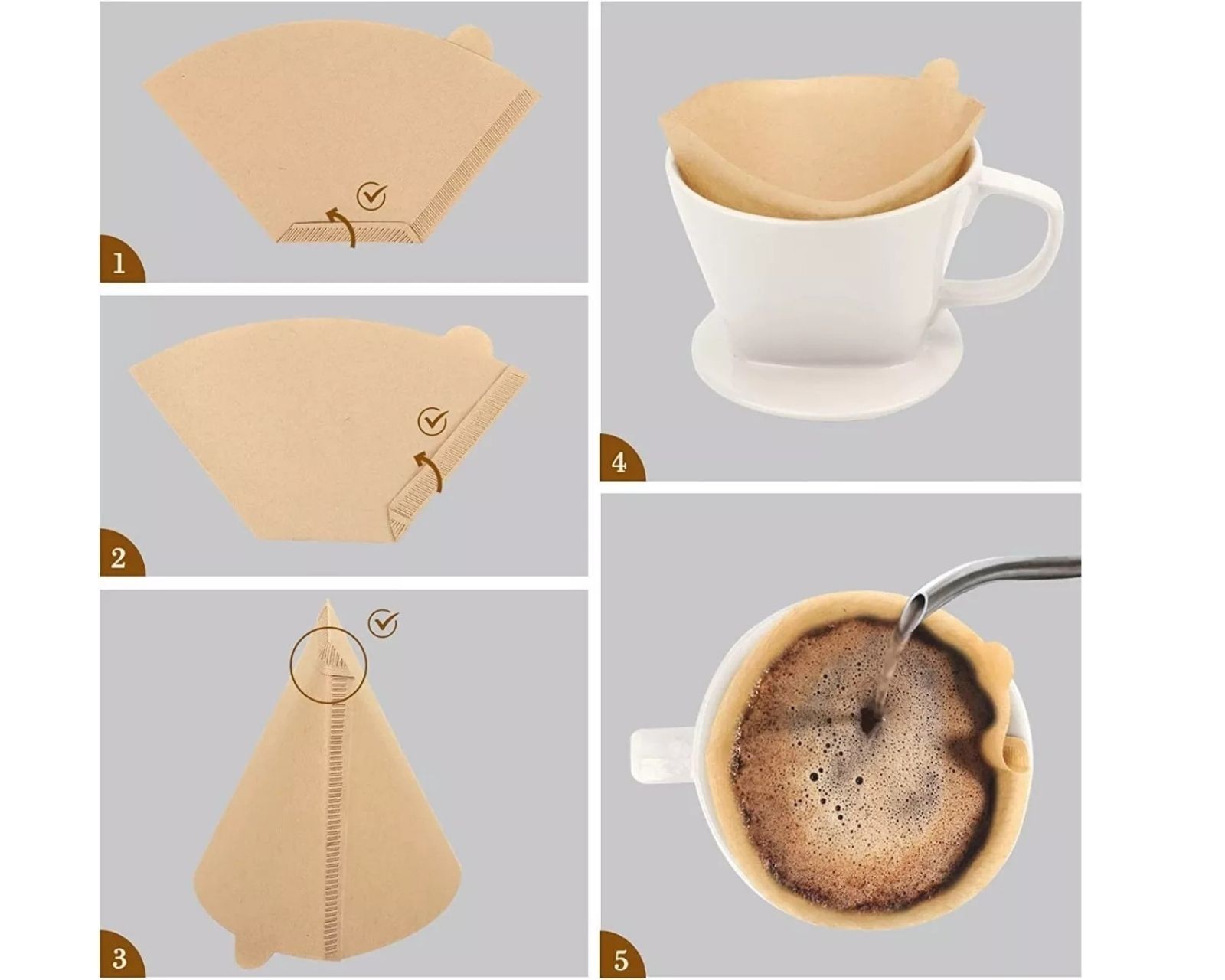 Foto 5 | 100 Filtros de Papel Desechable para Cafeteras de 8 a 12 Tazas