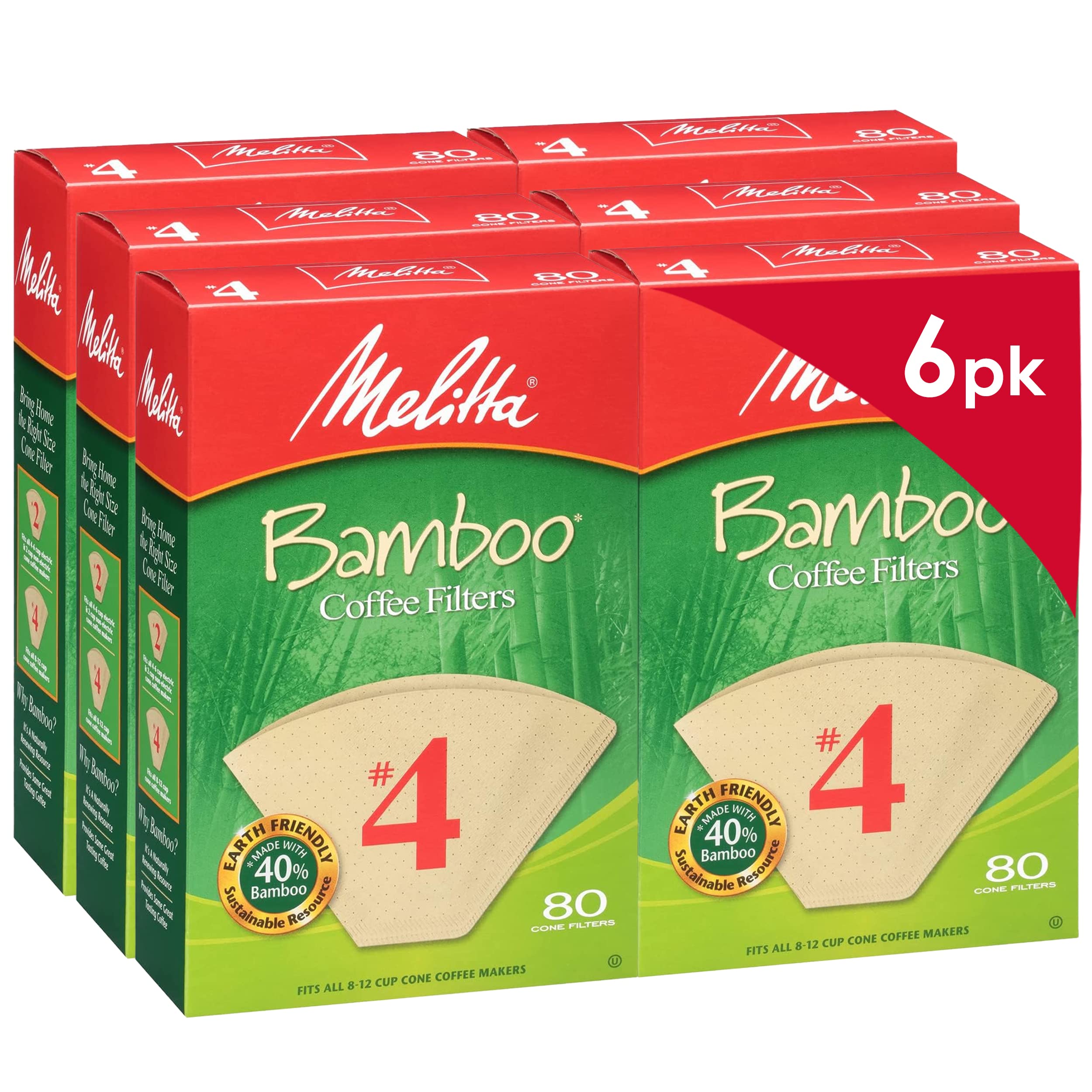 Foto 2 pulgar | Filtros De Café Melitta #4 Cone Bamboo  80 Unidades (paquete De 6) - Venta Internacional.