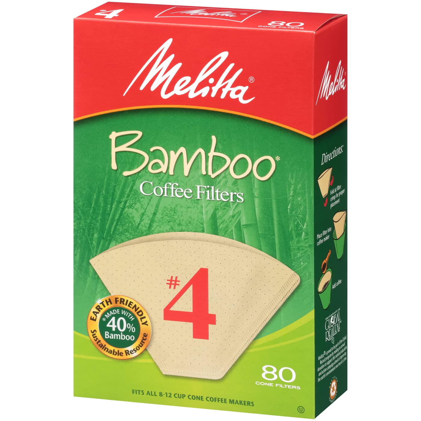 Foto 3 | Filtros De Café Melitta #4 Cone Bamboo  80 Unidades (paquete De 6) - Venta Internacional.