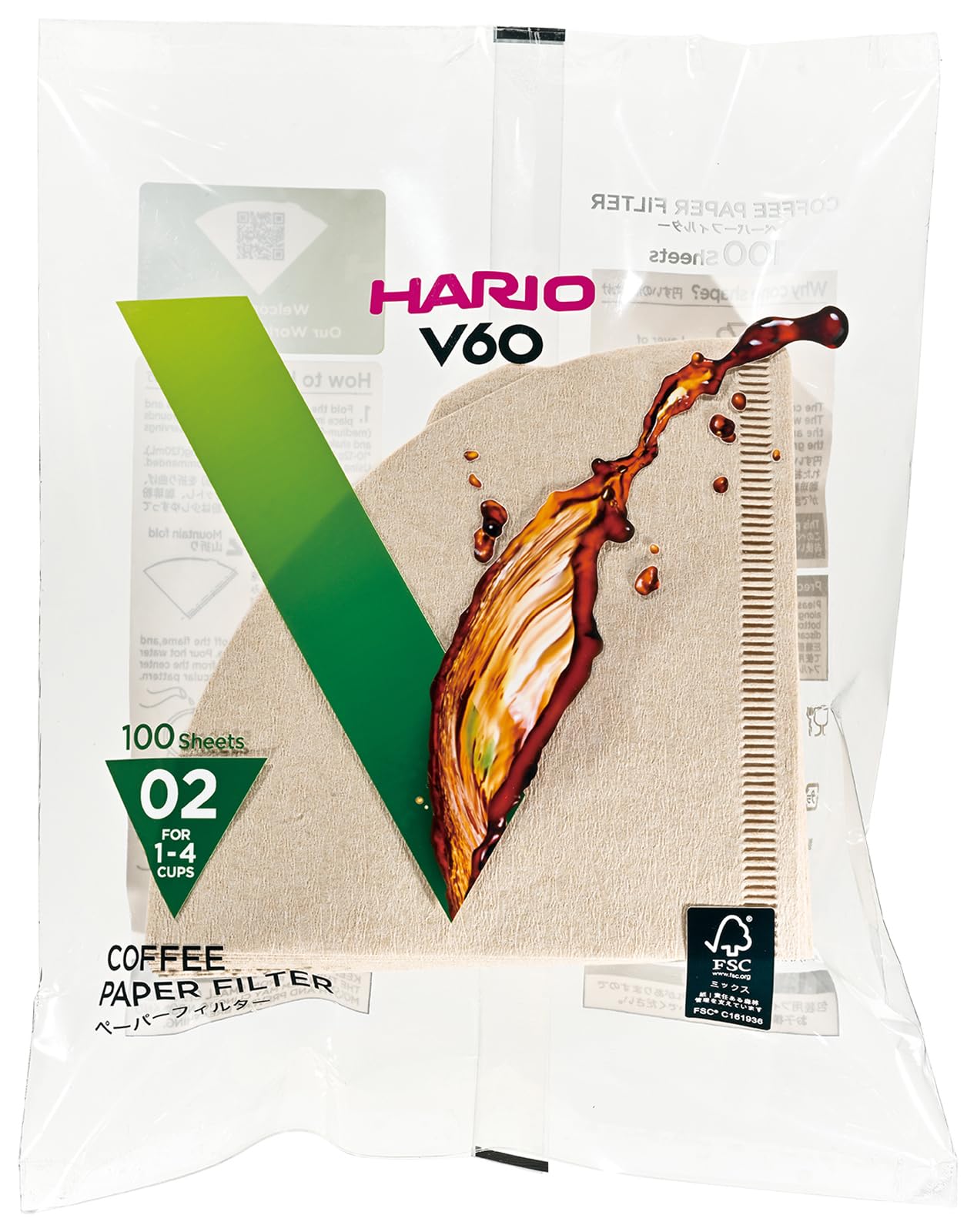 Foto 2 | Filtro De Papel Hario Vcf-02-100m Para V60  1-4 Tazas  200 Hojas - Venta Internacional.