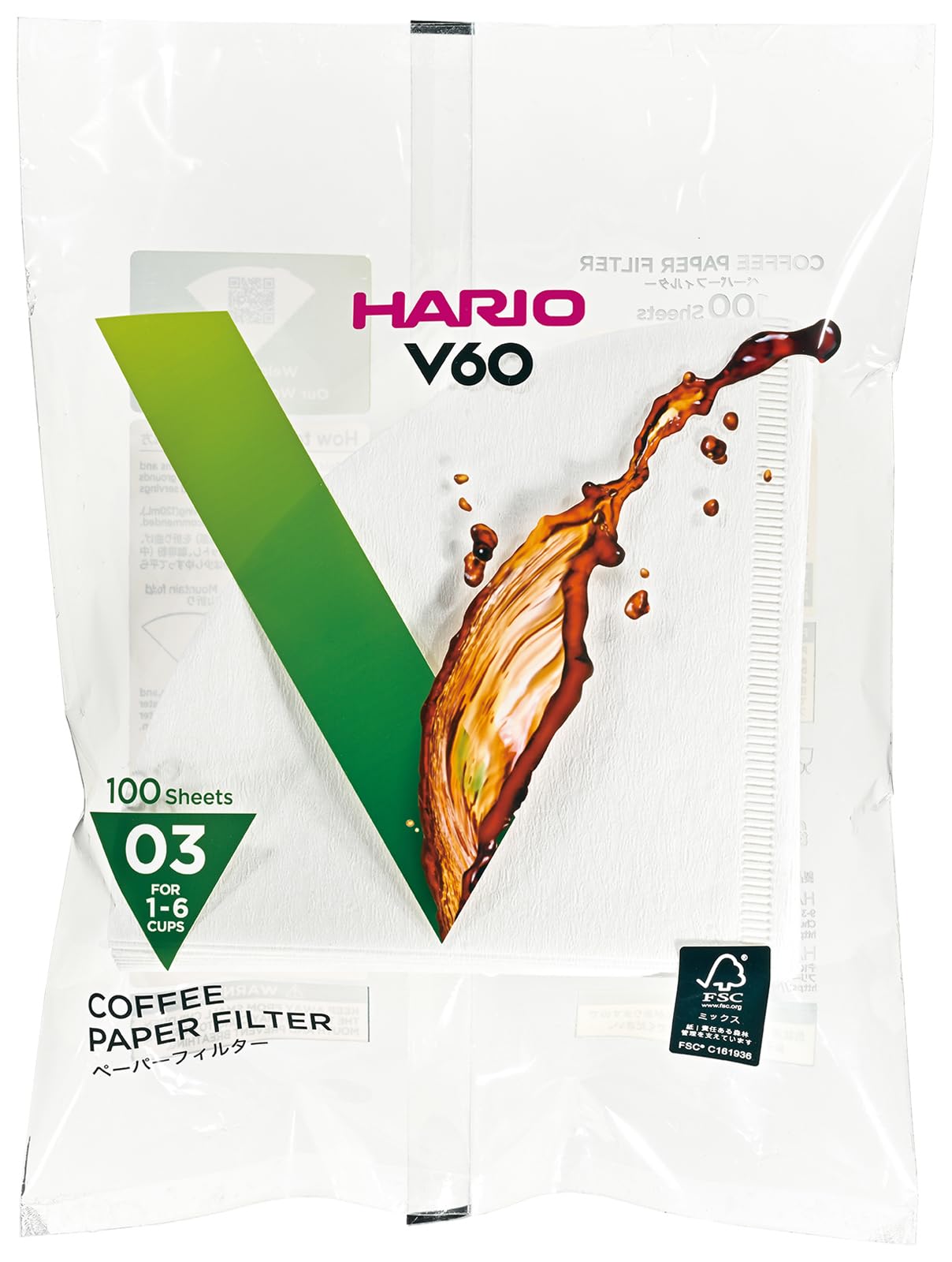 Foto 3 pulgar | Filtro De Papel Hario Vcf-03-100w Para V60  1-6 Tazas  500 Hojas - Venta Internacional.