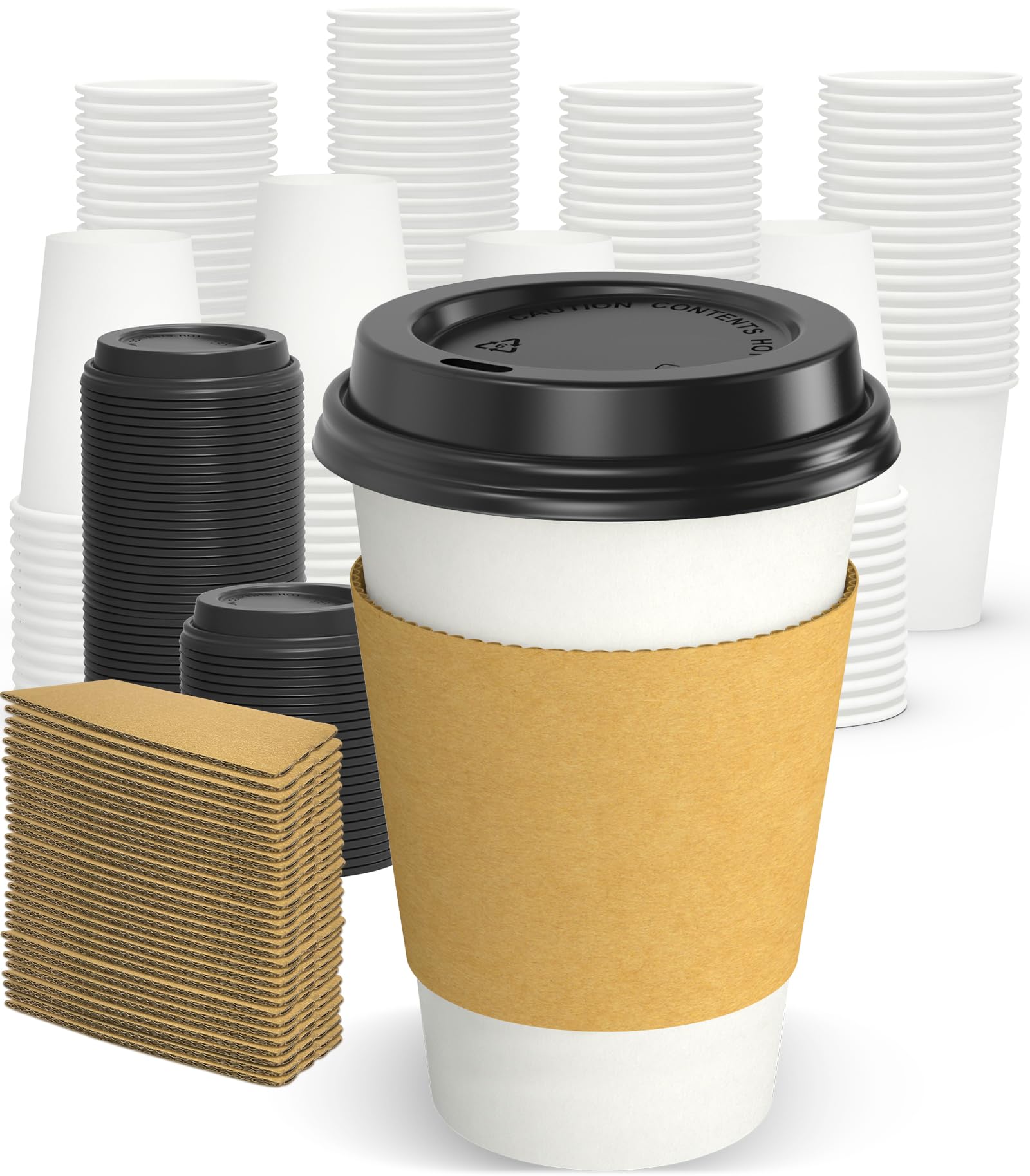 Foto 1 | Vasos De Café Desechables Dealusy 12 Oz (paquete De 100) Con Tapas Y Fundas - Venta Internacional.