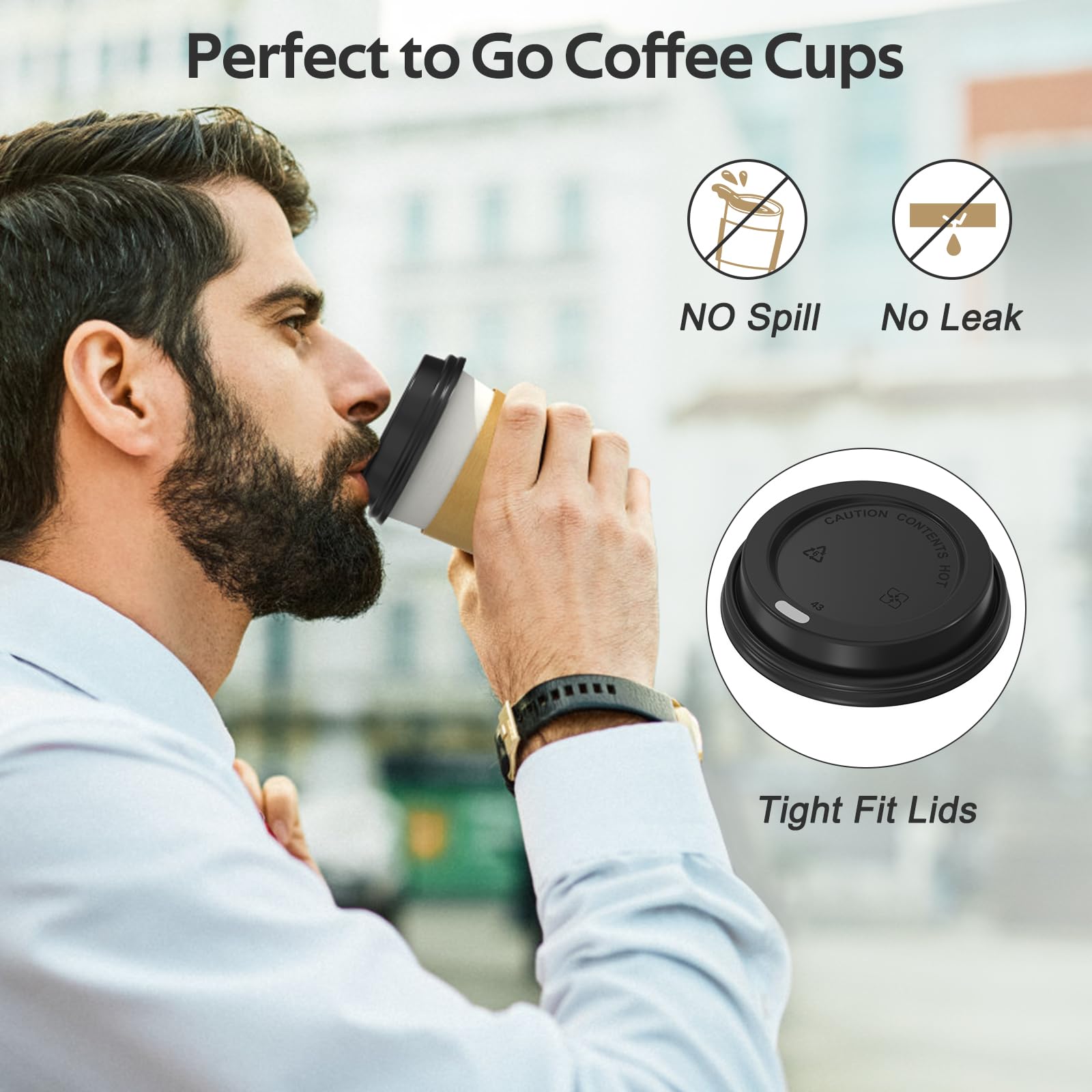 Foto 5 pulgar | Vasos De Café Desechables Dealusy 12 Oz (paquete De 100) Con Tapas Y Fundas - Venta Internacional.