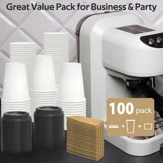 Foto 6 | Vasos De Café Desechables Dealusy 12 Oz (paquete De 100) Con Tapas Y Fundas - Venta Internacional.
