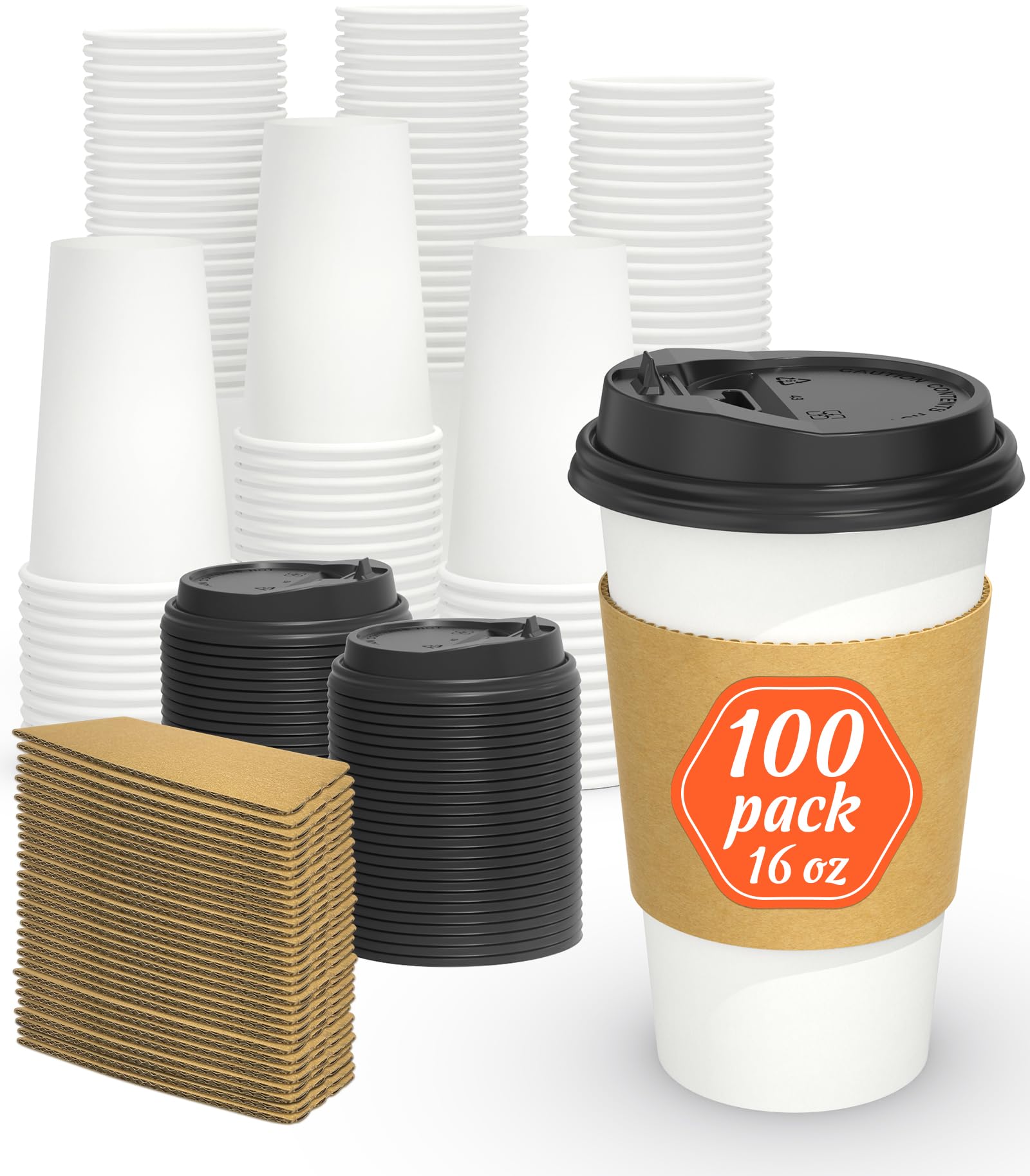 Foto 2 pulgar | Vasos De Café Desechables Dealusy 16 Oz (473 Ml) Con Tapas  Paquete De 100 - Venta Internacional.