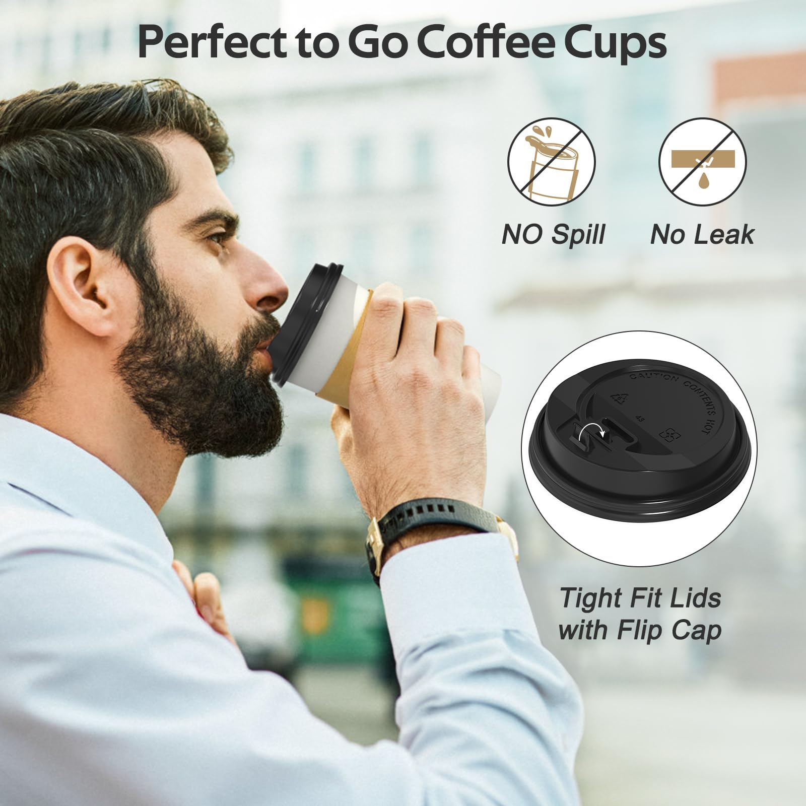 Foto 5 pulgar | Vasos De Café Desechables Dealusy 16 Oz (473 Ml) Con Tapas  Paquete De 100 - Venta Internacional.