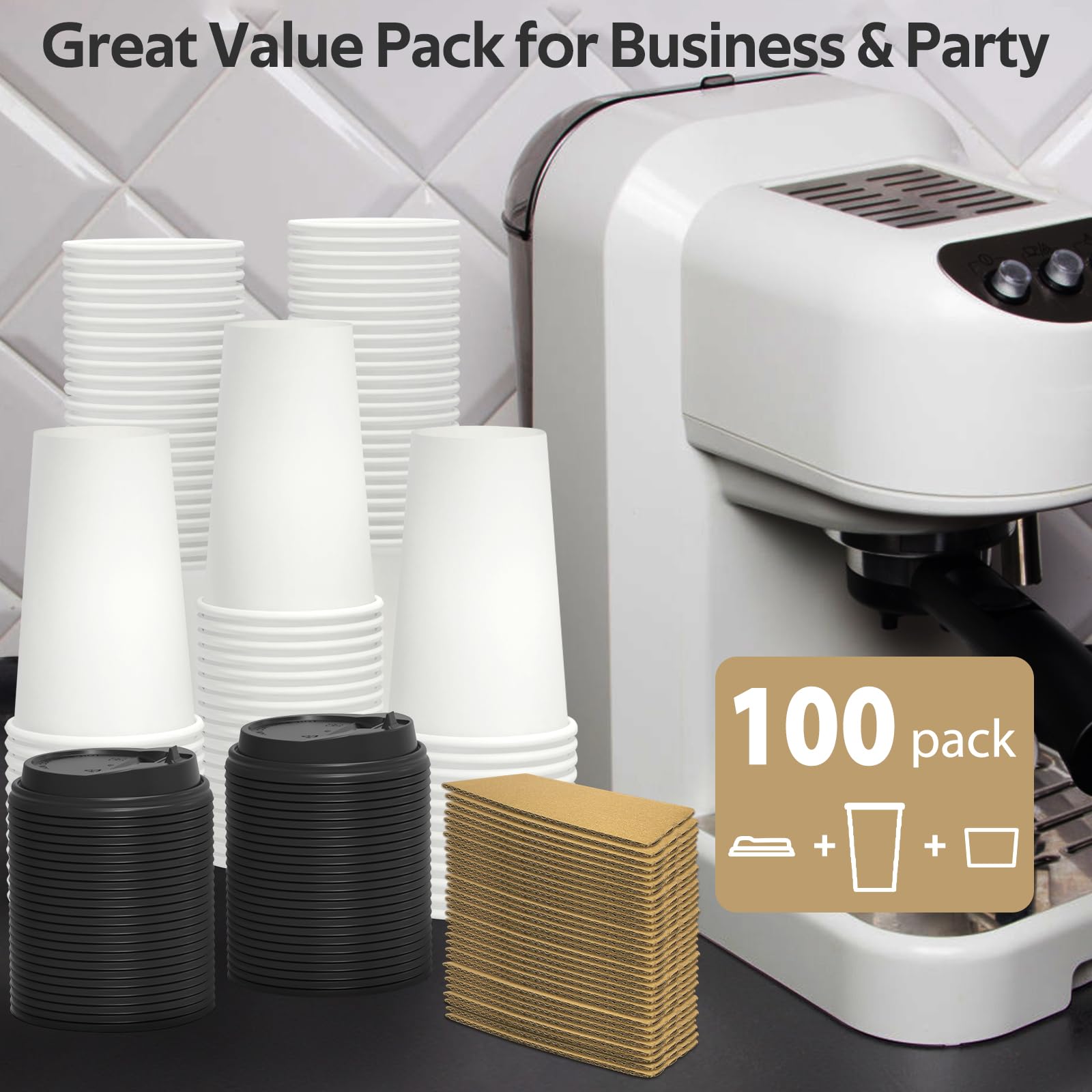 Foto 6 | Vasos De Café Desechables Dealusy 16 Oz (473 Ml) Con Tapas  Paquete De 100 - Venta Internacional.