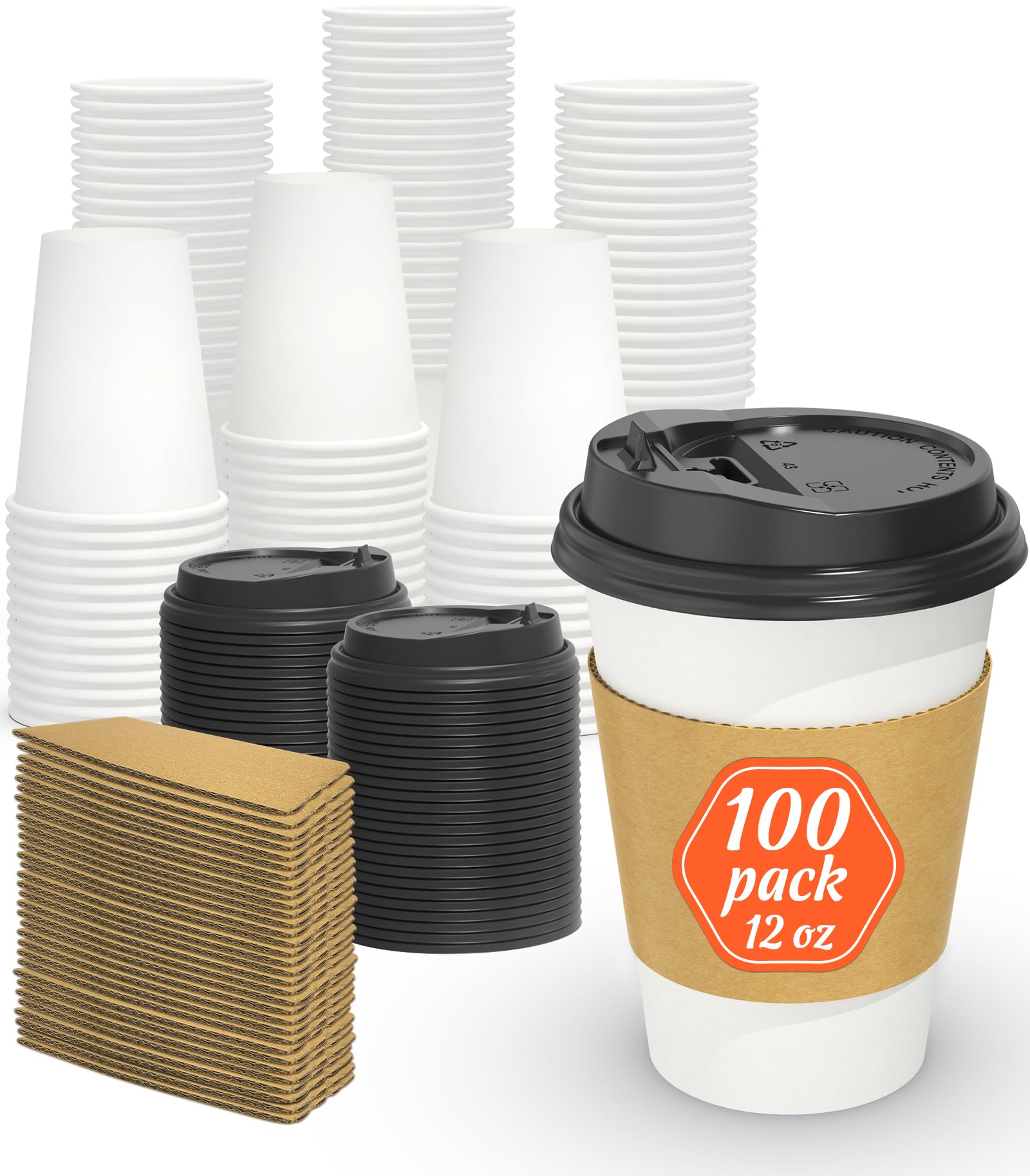 Foto 2 pulgar | Vasos De Café Desechables Dealusy 12 Oz (paquete De 100) Con Tapas Y Fundas - Venta Internacional.
