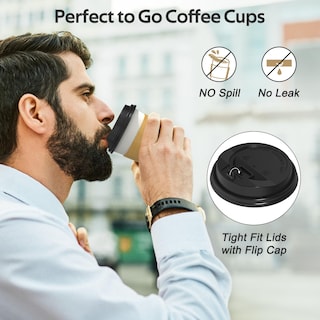 Foto 4 | Vasos De Café Desechables Dealusy 12 Oz (paquete De 100) Con Tapas Y Fundas - Venta Internacional.